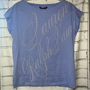 Lauren Ralph Lauren Women's Morning Lilac Purple Logo Script Shirt, Cotton Blend